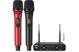 TONOR Trådlösa Mikrofoner, UHF Trådlöst Dual Handheld Dynamiskt Karaoke Singing Mic System med Mottagare för Karaoke, Bröllop