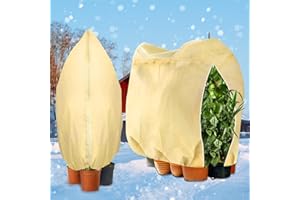 ZQEJEFD Protección de Invierno para Plantas, 2 Piezas 180x120cm Funda para Plantas,Cubiertas de Protección Contra Heladas de Plantas con Cordón de Cremallera,Protección Reutilizable para Plantas,Beige