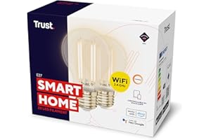Trust Smart Home Smart WiFi LED Filament Bulb White ambience E27, Led Light Bulb Compatible with Alexa, 2 Pack