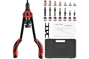 H HOLDPEAK Pince a Insert Fileté, 13" Pince a écrous à rivets, Kit Professionnel Outil à Riveter avec 70 écrous et 7 Mandrins M3-M12 facile à remplacer, Pince a Rivet Fileté avec étui de transport