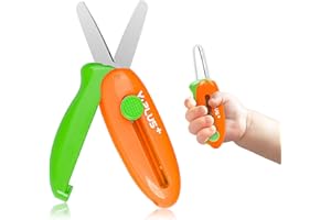 YPLUS Petits ciseaux de sécurité rétractables pour enfants de 3 à 5 ans, 2 à 4 ans, 1 à 3 ans, artisanat mignon pour tout-petits d'âge préscolaire, orange