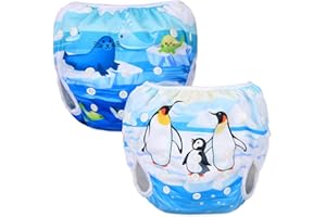 ‎LUXJA Luxja Schwimmwindel wiederverwendbar (2 Stück), Baby Schwimmhose Verstellbarer, Waschbar Schwimmwindel für Baby (0-3 Jahre)