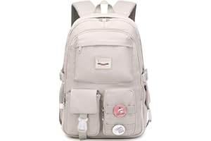 Makukke Middle School Backpacks for Teen Girls - kawaii Anime Kids Bookbags Women Casual Daypack (Gray)