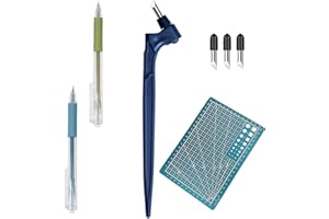 HETING-YQ Herramienta de Corte Arte Cuchillos Cutter Precision Hoja Giratoria de 360 Grados de Acero Inoxidable con 2 Cuchillas de Repuesto 1 Alfombrilla de Corte y 2 Cuchillo de Arte para Manualidades