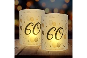 Bczhieulw 12 Lanterne da Tavolo per Compleanno, Portacandele Decorativi, Decorazioni Antivento per Tavolo, Festa di Compleanno per Donna e Uomo，Adatto per Lumini o Candele (60)