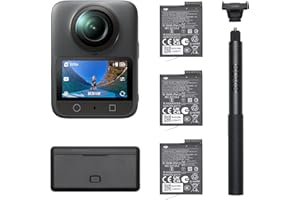 DJI Pack Aventura Osmo 360, cámara 360 con Imagen 360° de 1 Pulgada, Vida útil de batería extendida con 3 baterías, Video 360° en 8K Nativo, cámara de acción para Deportes, vlog