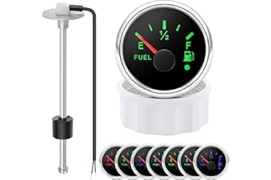 PIOUSUNT Kraftstoffstandsanzeige mit 125mm Kraftstoffstandssensor, 0-190ohms 7 Hintergrundbeleuchtung Universal Auto Kraftstoffstandsanzeige Tankuhr mit Wasserstandssensor Kraftstoffsensor für, Boot, Wohnmobil