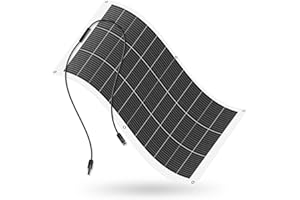 ECO-WORTHY Panel solar flexible monocristalino de 130 W, 12 V, módulo solar con cable de carga para caravana, coche, barco, baterías de 12 V