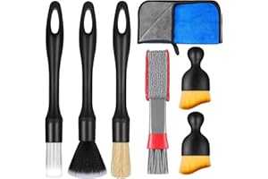 Zhtulck Car Detailing Brushes Set, 7 Pcs Car Interior Cleaning Brush and Microfiber Towel Kit, Soft bristles, Non-Scratch, Car Interior Brush for Cleaning Interior, Exterior, Air Vents of Car