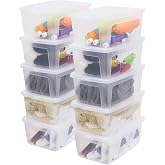 Iris Ohyama &Ccedil;ok y&ouml;nl&uuml; saklama kutuları, 11 l, 10'lu set, şeffaf, kapak kolayca kapanabilir, istiflenebilir, plastik, dolap, r