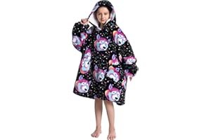 JOREAY Kids Oversized Blanket Hoodie, Girls Boys Snuggle Fleece Wearable Blanket, Sherpa Fluffy Giant Hooded Sweatshirt for Teens