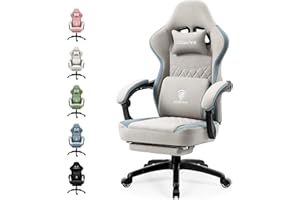 Dowinx Sedia Gaming con Cuscinetto in gel e borse di Stoccaggio, Ampio Sedile Piatto Poltrona Gaming, Sedie Gaming Ergonomica con supporto lombare Sedia Game