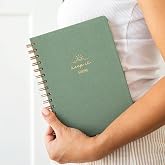 PAPERORA A5 Spiralli Sert Kapak Keten Kareli Tarihsiz Not Defteri Yeşil