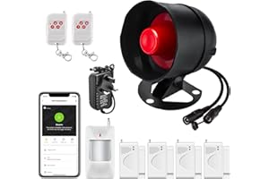 FUERS House Alarms System WiFi Door Window Sensor Alarm System | Home Security Systems Anti-theft 120dB Alarm with Free Notification APP Control &Remote Control for Garage Shed