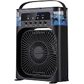 Concord Air Cooler Fan - Sulu Taşınabilir Mini Klima ve Hava Soğutucu, 3 Kademeli T&uuml;rbin Vantilat&ouml;r, 7 Renkli LED Işıklı ve Z
