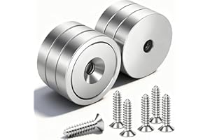 VACUBXBY 6 Stück Magnete 10 KG Kraft 20 x 6 mm mit Loch, Senkkopf-Topfmagnet mit 6 Schrauben, Magnetic Rund Starker Halt Magneten, Werkstatteinrichtung