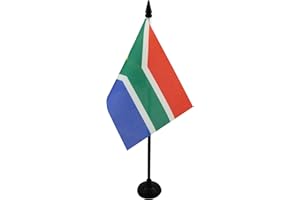 AZ FLAG - South Africa Table Flag 4'' x 6'' - South African Office Mini Banner 100% Polyester 15 x 10 cm - Mini Desk Flag with 10'' Pole and Black Plastic Base