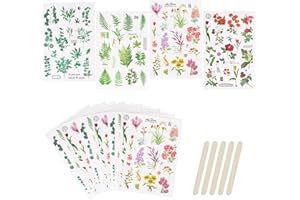 CRAFFANCY Pegatinas de Transferencia para Frotar, Hojas de Flores, álbumes de Recortes, calcomanías Transparentes para planificar Flores, calcomanías estéticas
