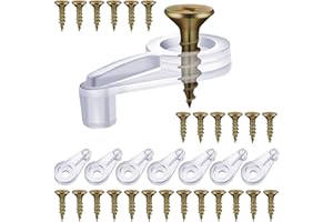 BLULU 50 Pack Glass Retainer Clips Kit, Cabinet Glass Clips 4 mm Glass Clip with Screws for Fixing Glass Cabinet Doors (Transparent with Gold Screw)