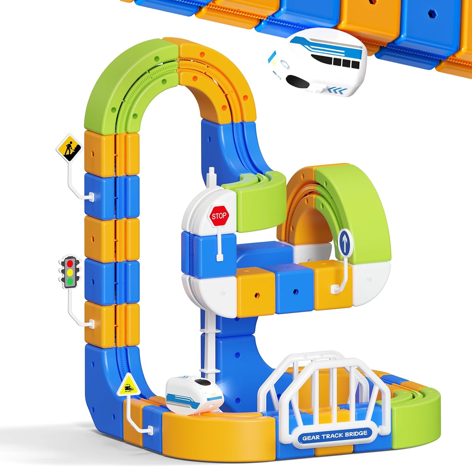 Hzitcigm Tren Eléctrico Juguete Niños – 124 Piezas (36 Vías + 1 Tren) Pista Flexible 3D Antigravedad, Juego de Construcción DIY Stem, Circuito Tren Motorizado USB, Regalo Niños 3 4 5 6 7 8 Años