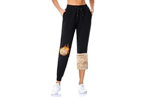 MOVE BEYOND Pantalon de Jogging en Polaire Femmes avec 2 Poches Longue Pantalon de Chaud Doublé en Sherpa avec Cordon Sweatpants Hiver