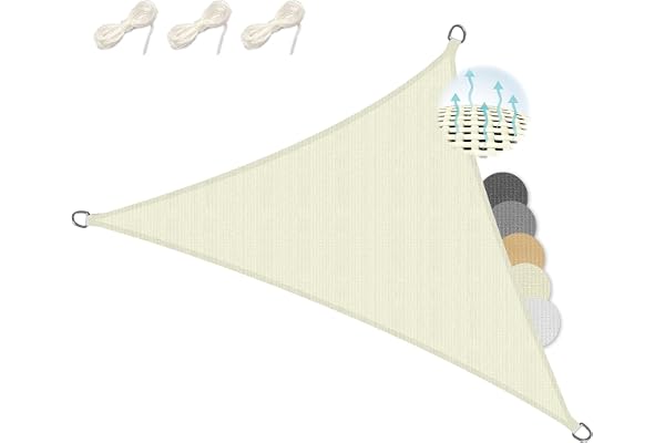 Sol Royal Voile d'Ombrage Triangulaire 6x6x6 m HDPE SolVision HS9 – Toile Ombrage Tissue Respirant & UV Protection Solaire Balcon, Piscine – Voile Jardin Terrasse Patio 600x600x600 cm Beige