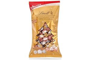 ‎LINDT Lindt Schokolade | Weihnachtsmix Mini Kugeln XXL Mischbeutel Glamour| 268g | 54 Mini Kugeln mit Vollmilch, Doppelmilch und Nusscrème in Vollmilchschokolade | Schokoladen-Geschenk zur Weihnachtszeit