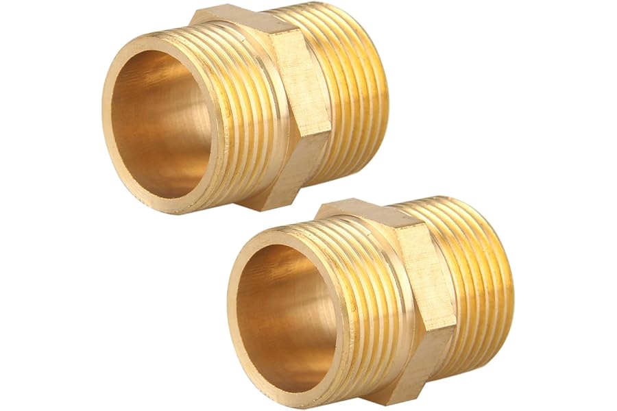 Doppelnippel G1" (Ø 32,5mm) AG, Messing, 2 Stück, DN25, für Rohranschluss | Messing Doppelnippel mit Sechskant, AG/AG, Verbin
