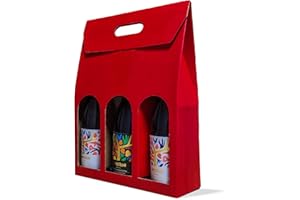 cubex professional 30 Portabottiglie in Cartone Rosso per 3 Bottiglie di Vino - Elegante e Resistente, Perfetto per Regali di Natale e Confezioni Eco-Friendly di Bottiglie Pregiate