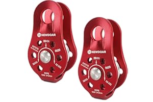 NewDoar CE Certified 28KN/6298lb Micro Pulley Fixed Side Trolley Single Rope Pulley Block for Climbing, Rescue Lifting, Hitch Tending