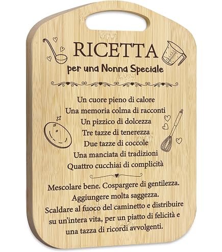 Tagliere In Bambù Per Nonna – 29,5x19 Cm – Regalo Con Frasi Affettuose – Cucina Personalizzata - 3