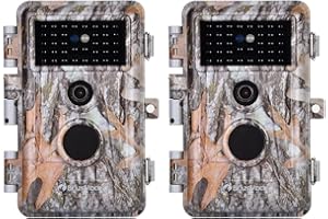BLAZEVIDEO 2 Pièces Caméra de Chasse, 32MP Photo 1296P Video Camera de Surveillance, avec Capteur de Mouvement, 36pcs IR LEDs Infrarouge 75ft Vision Nocturne, IP66 Étanche et 2.4" Écran LCD