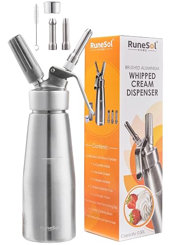 Runesol Sahnesyphon, 0,5 L, 3 Deko-Düsen