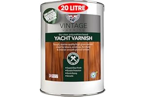 Vintage Yacht Varnish Clear Polyurethane - Wood Varnish Marine-Grade, UV-Resistant, High-Durability, Crystal-Clear Gloss Finish for Wood Protection (20 Litre) - Trade Supplies UK