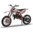 Ehozirta 49cc Kids Dirt Bike, 2-Stroke Gas Power Motocross Off-Road Tires Shock Absorption Springs Soft Seat Cushion Pocket Motorbike with Front Rear Disc Brakes Red，cheap dirt bikes Red