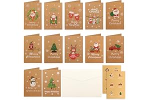 XIANGLONGY 26 Set da Pezzi Biglietti Auguri Natale, 12 Fantasie Diverse Biglietti di Natale, Biglietti Natalizi, Biglietti Natale con Busta, 12 Cartoline + 12 Buste + 2 Piccoli Adesivi.