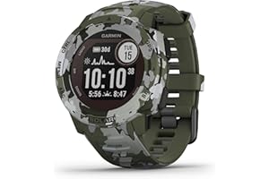 Garmin Instinct Solar Camo Edition - Montre GPS de plein air robuste avec chargement à l'énergie solaire - Lichen