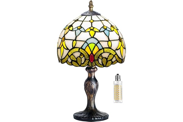 MIAOKE Lampe Tiffany, Vintage Fleur Vitrail Style Table Lampe, Chambre Lampe Art Deco Vintage Lampe De Salon