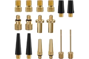 16PCS Bicycle Valve Adaptor Kit, Azonee Presta & Schrader Valve Adapters, Ball Pump Needle, Inflatable Toys Nozzle, Bike & Gym Pump Compatible