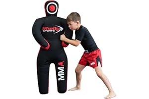 SHELLY SPORTS Shelly MMA Wrestling Grappling Dummy for Kids BJJ Punching Bag Wrestling Buddies Brazilian JIU Jitsu Standing Position Dummy Martial Arts Boxing Karate Training Dummies (47" / 4 Feet) - UNFILLED