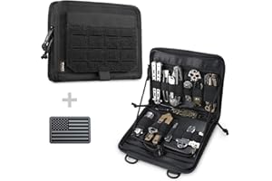 WYNEX Tactical Folding Admin Pouch, Molle Tool Bag of Laser-Cut Design, Utility Organizer EDC Medical Bag Modular Pouches Tactical Attachment Waist Pouch Include U.S Patch