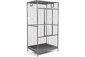 Montana Cages | Premium Voliere New Sydney I Vogelkäfig für Sittiche und kleine Papageien, inkl. 2 Näpfe, 4 Lenkrollen, AVILON Pulverbeschichtung, Antik Edition, ca. 90 x 70 x 180cm