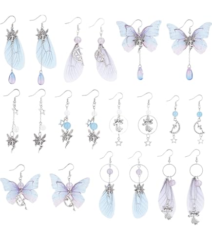SUNNYCLUE 1 Scatola 160 Pezzi 16 Stili Ciondoli Ali di Farfalla In Tessuto Farfalla Viola Organza Ala di Libellula Ali di Farfalle In Poliestere 3D per Creazione di Gioielli Charms Ornamento di Nozze