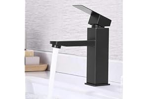 Aolawco Wasserhahn Bad Schwarz, Waschtischarmatur, Armatur aus Edelstahl Badarmatur Kaltes und Heißes Einhandmischer mit 2 Schläuche, Wassersparende Mischbatterie Waschbecken, Infache Montage