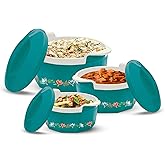 MILTON Elegance Jr. Inner Stainless Steel Casserole Gift Set Of 3 (395 Ml, 750 Ml, 1.35 Litres), Green | Pu Insulated | Bpa Free | Food Grade | Hot & 