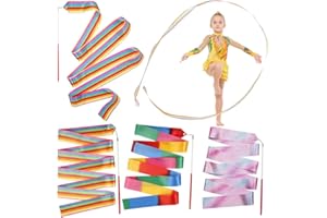 Suitedget 3 Pièces Bâtons De Ruban Grs Enfant De Danse Gymnastique Enfant Couleurs Rêveuses Adaptées à La Gymnastique De Danse Artistique, Danse pour Enfants, Spectacle De Talents