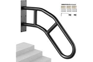 VEVOR Main courante d'escalier pour marches extérieures, 813 mm, rampe de sécurité murales U pour 1-3 marches, finition noire mate, rampe d'escalier pour personnes âgées, femmes enceintes, handicapées