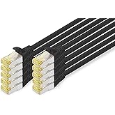DIGITUS Cat 6A LAN Cable - 0.82 ft - 10 Pack - S/FTP Shielded - Black | 10Gbit/s - PoE++ - AWG 27/7 - LSZH - RJ45 Network Cab