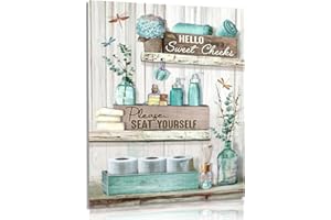 Dazzlewall Poster da Parete per il Bagno, Decorazione da Parete per il Bagno, Pittura Rustica di Fattoria, Stampe su Tela di Libellula per la Toilette del Bagno 30x40 cm Senza Cornice