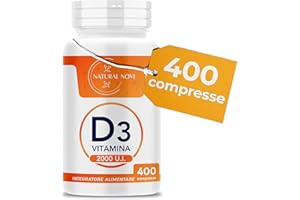 NATURAL NOVI Vitamina D 2000 UI 400 compresse ALTO DOSAGGIO (oltre 1 anno di scorta) VITAMINA D3 al supporto di sistema immunitario, muscoli, denti, ossa